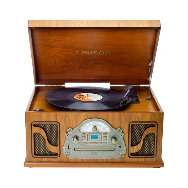 Lauson ivx22 tocadiscos clásico de madera cd radio grabación digital mp3 bluetooth vinilo
