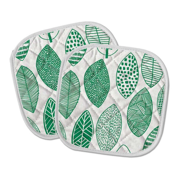 Agarradores cocina acolchados hojas 20 x 20 cm, 2 uds